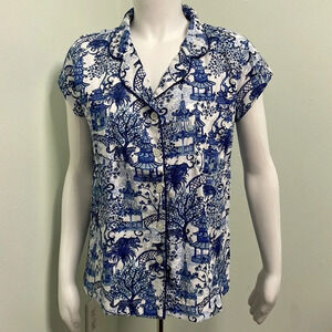 Jaye’s Studio x Danika Herrick Blue Pagoda Pajama Shirt